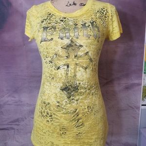 Ritual Yellow 'Faith' Short Sleeve Semi Sheer Tee